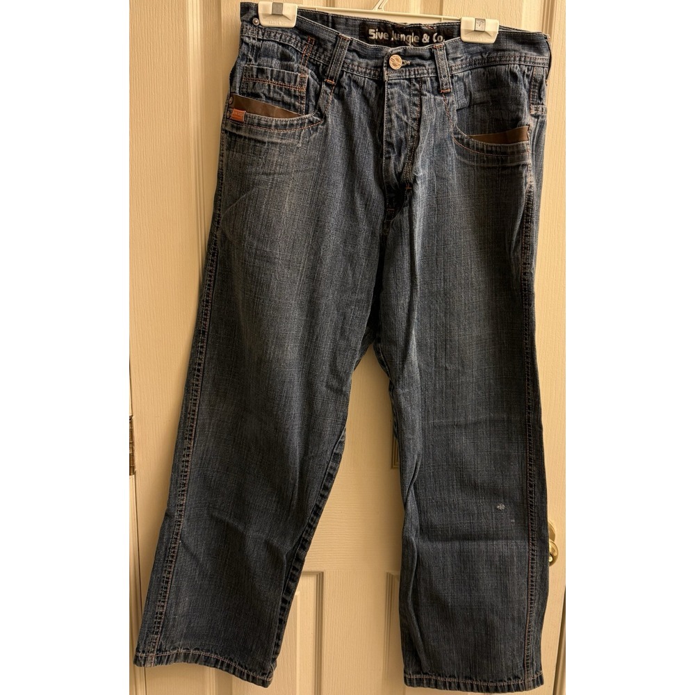 5ive Jungle Jeans Mens 36 Blue Denim. Jungle Walk Of Life. Y2k. Leather‎ Rare